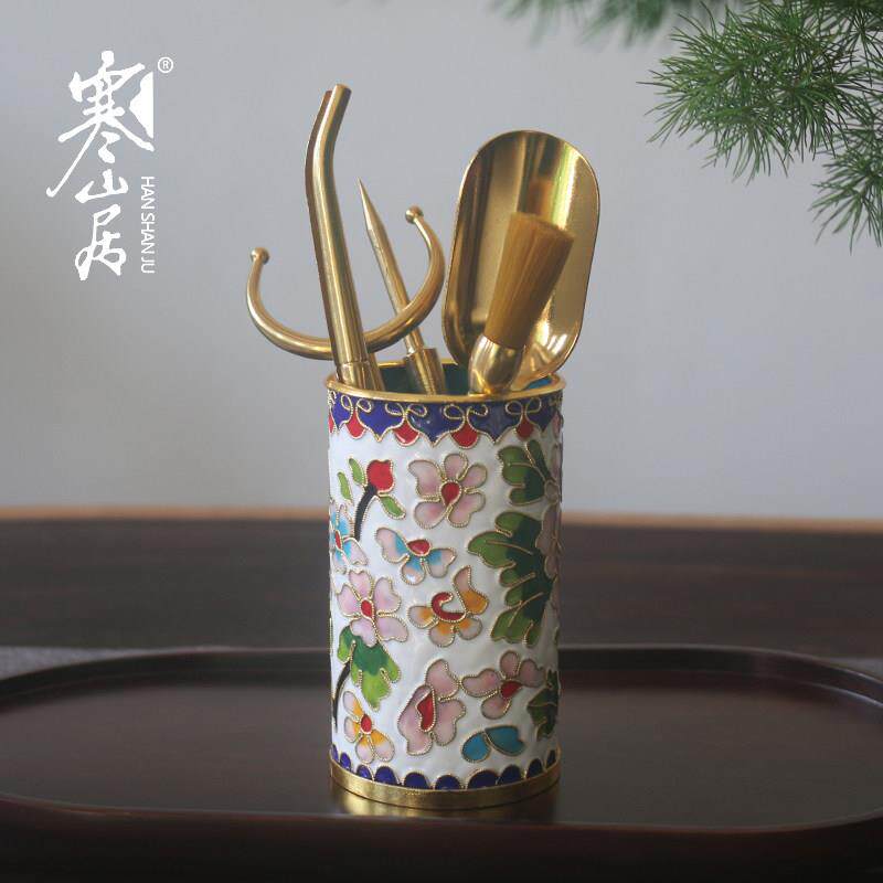 寒山居纯铜茶道六君子简约轻奢茶道六件套金属茶针茶夹茶铲茶配件