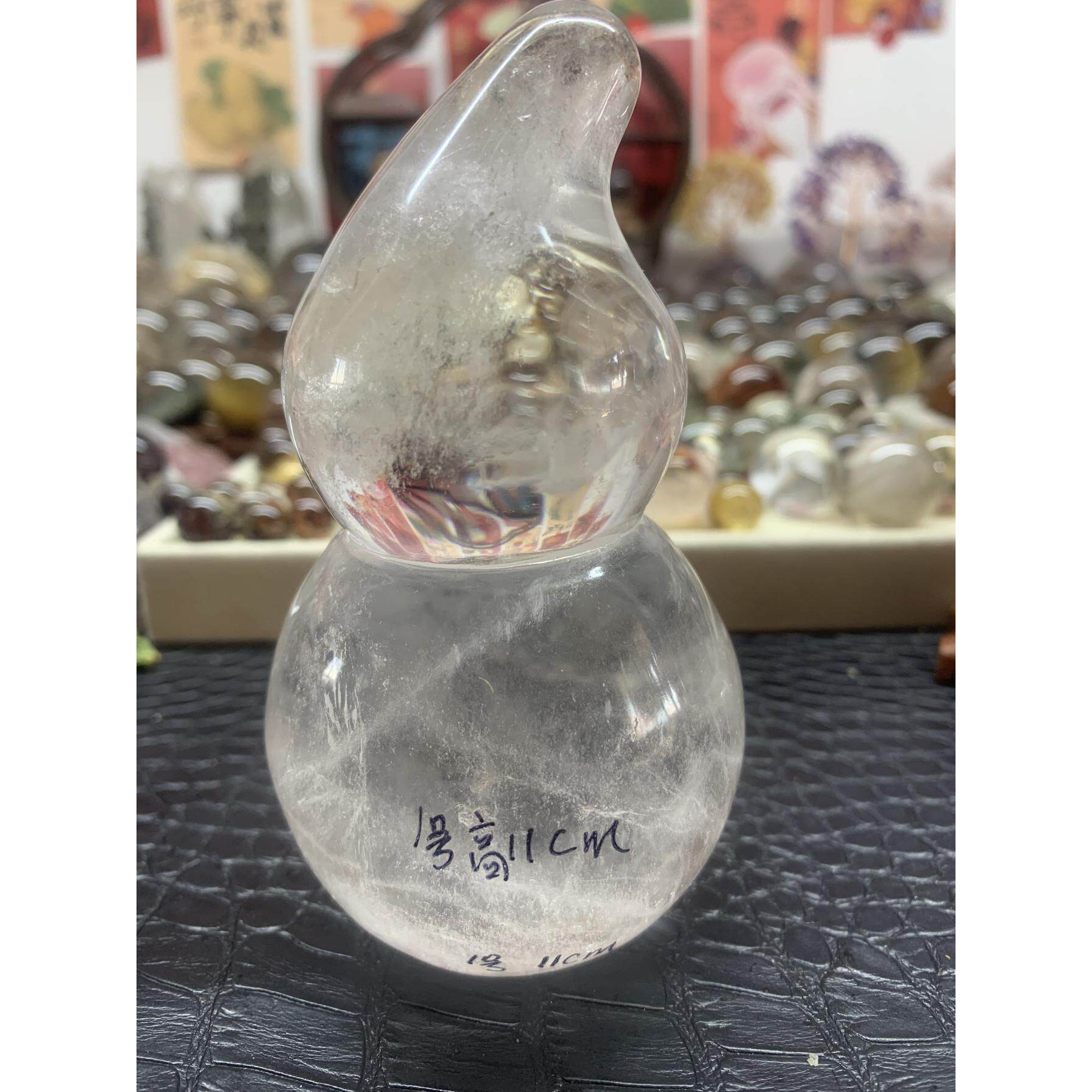 天然白水晶葫芦摆件家居摆饰2025年摆中宫位泄二黑天然白水晶葫芦