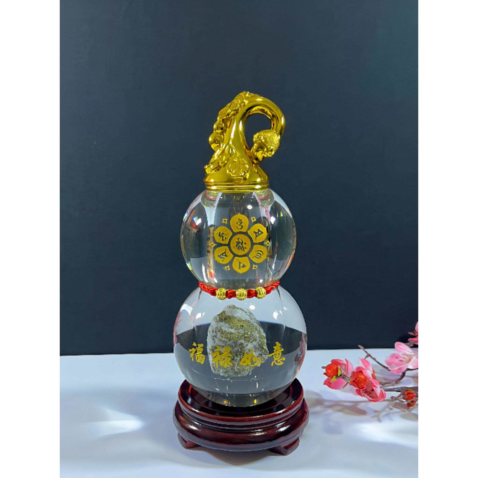 水晶金石开口葫芦镇宅风水办公桌卧室开业客厅装饰品招财葫芦摆件