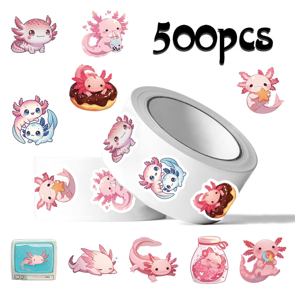 2000贴粉色蝾螈卷卷贴纸卡通可爱娃娃鱼创意趣味装饰手账水杯贴画,文具电教/文化用品/商务用品,贴纸/立体贴纸,淘宝优惠券,粉丝福利购,淘宝优惠卷