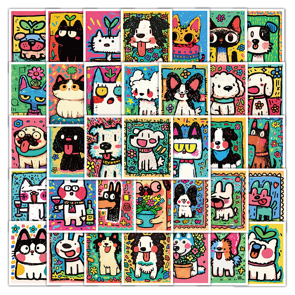 卡通可爱猫猫狗狗贴纸封口标签贴