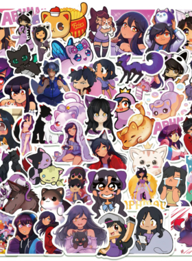 60张卡通游戏Aphmau贴纸我的世界阿芙茂汽车吉他儿童可爱贴画防水