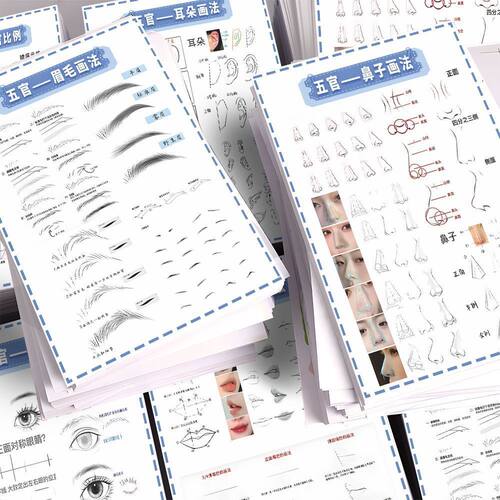 新手学画画五官画法绘画参考贴纸