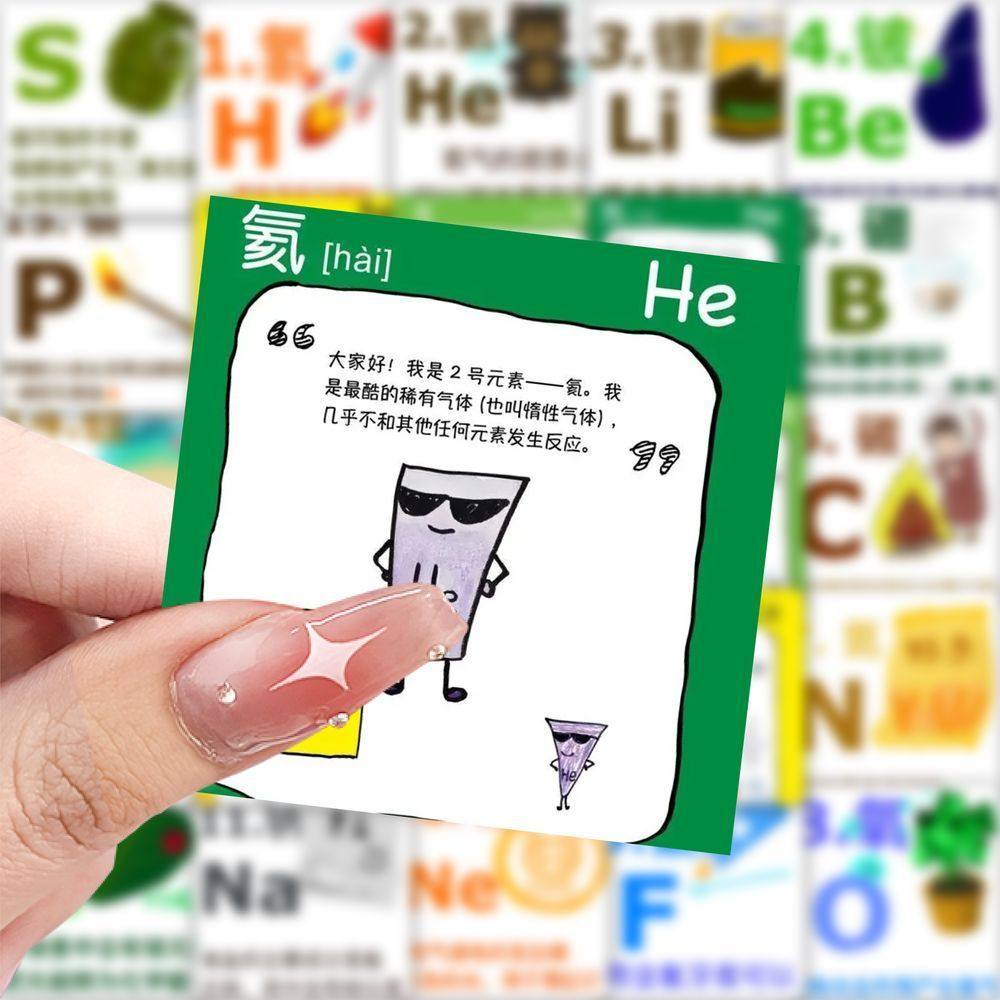 118张化学元素谐音梗贴纸周期表化学学习diy趣味创意装饰手机桌面