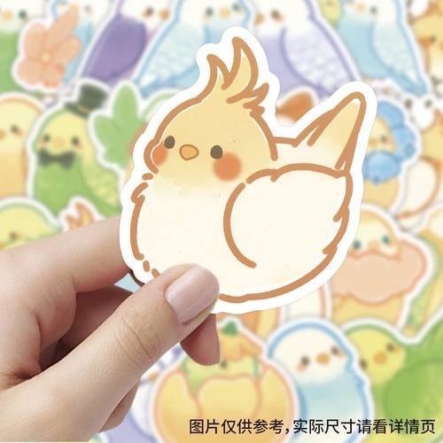 清新手绘鹦鹉可爱卡通贴纸