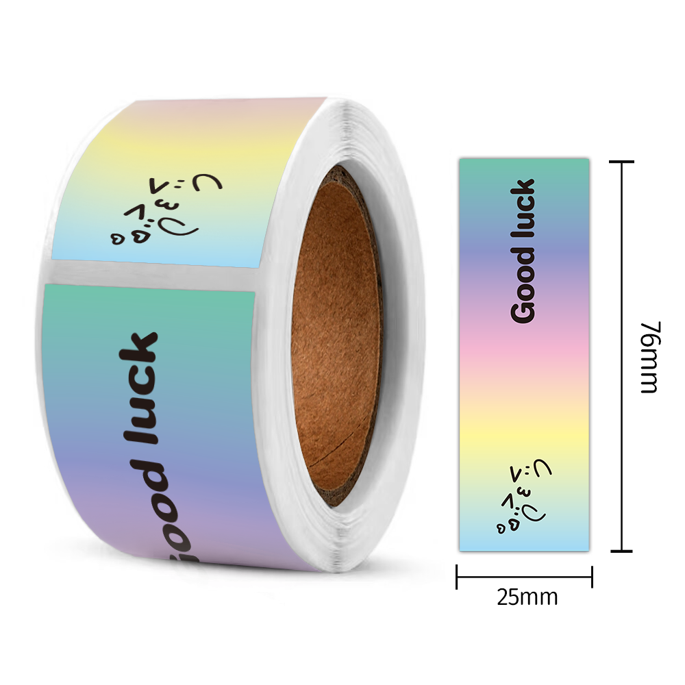 彩虹色祝你好运卷卷贴画ins风简约装饰礼物奶茶外卖包装封口贴纸