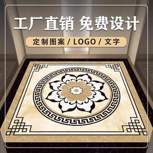 电梯轿厢地垫pvc地板贴地板定制耐磨彷大理石防水防滑地毯图案log
