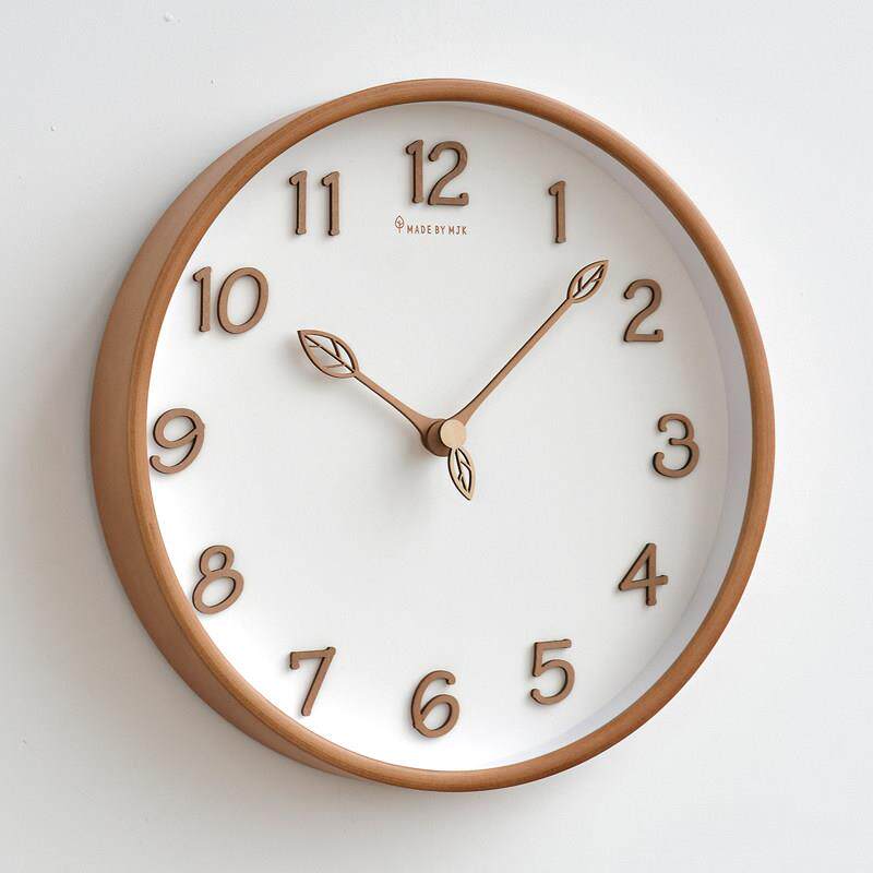 MJK钟表挂钟客厅家用简约现代实木轻奢时钟超静音壁钟挂表钟表