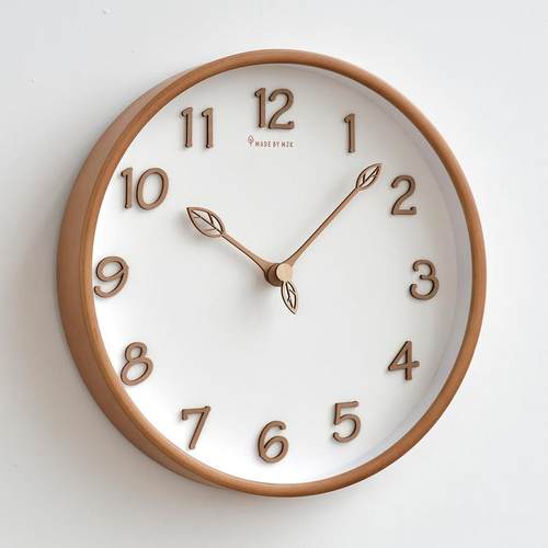 MJK钟表挂钟客厅家用简约现代实木轻奢时钟超静音壁钟挂表钟表