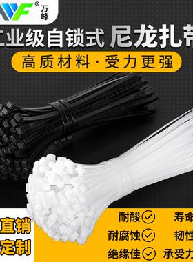 自锁尼龙扎带白黑色塑料束线带捆绑带捆扎3X4X5X200X250X300