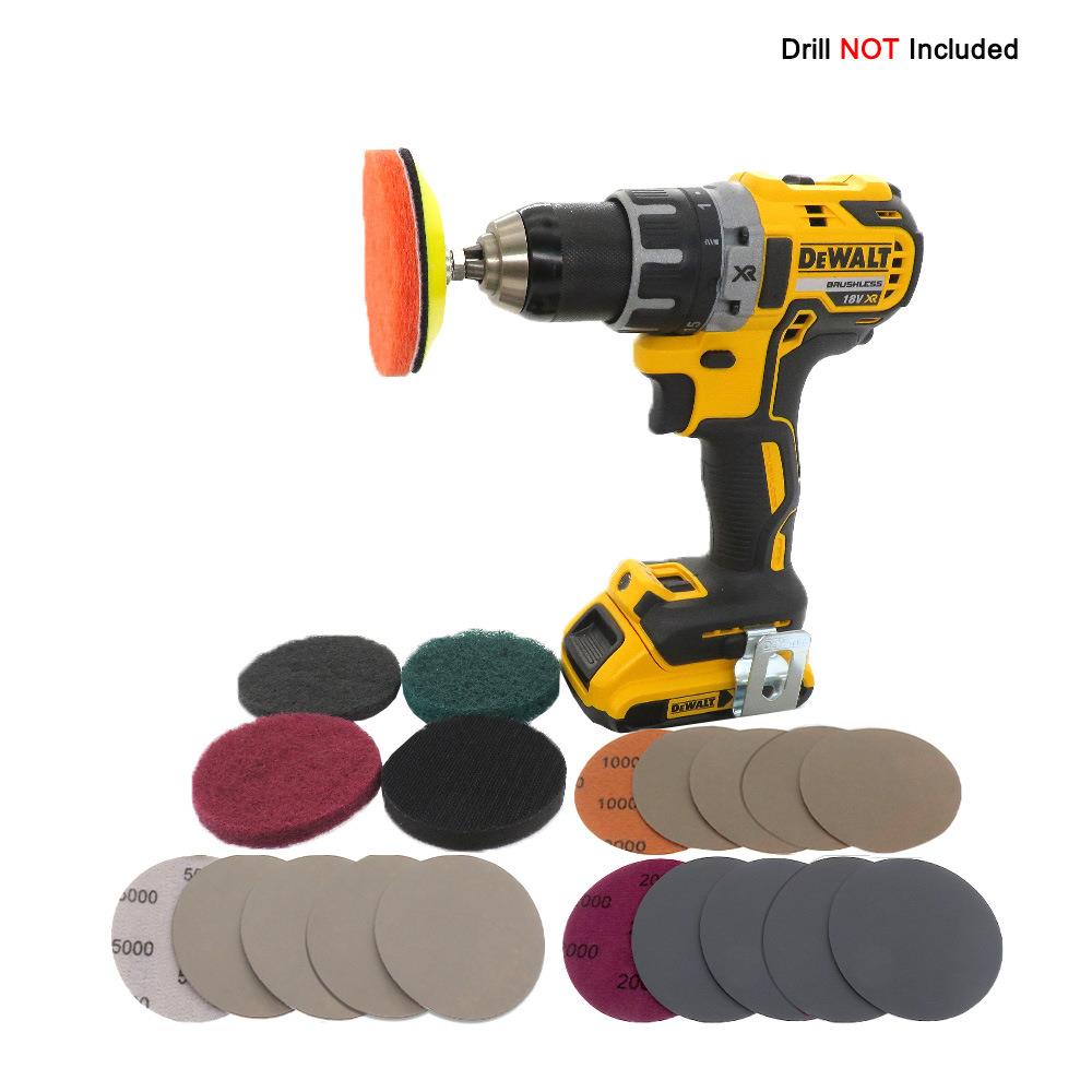 3寸汽车大灯修复21件套植绒砂纸抛光汽车灯划痕修复去黄翻新镀膜