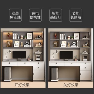 电脑桌卧室家用办公桌学生写字桌书柜学习桌 书桌书架一体桌子台式