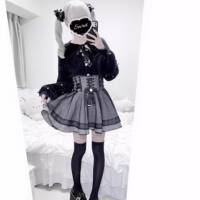 Japanese single lace style lizlisa style Japanese lace dress long-sleeved off-the-shoulder lace bow shirt check thumbnail 7