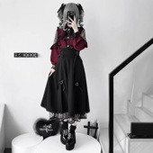 高腰半身裙套装 日单蕾系lizlisa风格 量产型蕾服蕾丝蝴蝶结衬衫