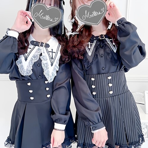 日单蕾系量产型蕾服mars风格日系亚文化十字架刺绣海军领长袖衬衫