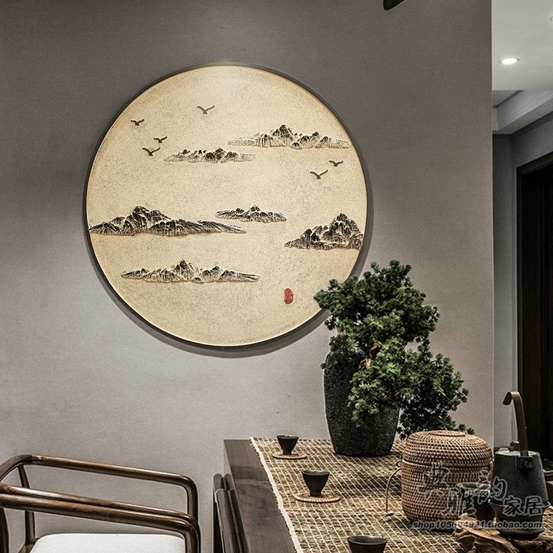 壁饰酒吧装饰挂画中式装饰画日壁挂件玄关创意立体客厅浮雕出东方图片