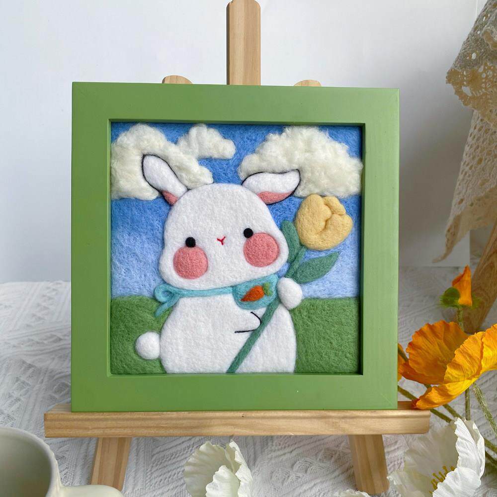 毛毡戳相框绘画材料包装小猪虎年兔年手工DIY挂画装饰品情侣礼品
