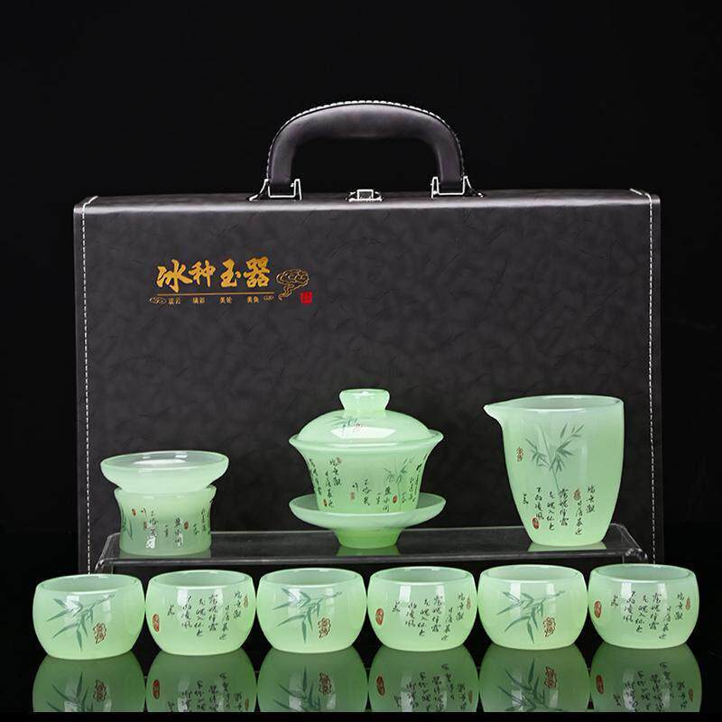 琉璃功夫茶具套组家用简约现代客厅茶杯盖碗轻奢高档礼盒商务礼品