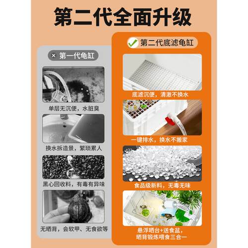 生态乌龟饲养缸新款水陆造景爬宠缸家用底滤免换水大型养龟周转箱