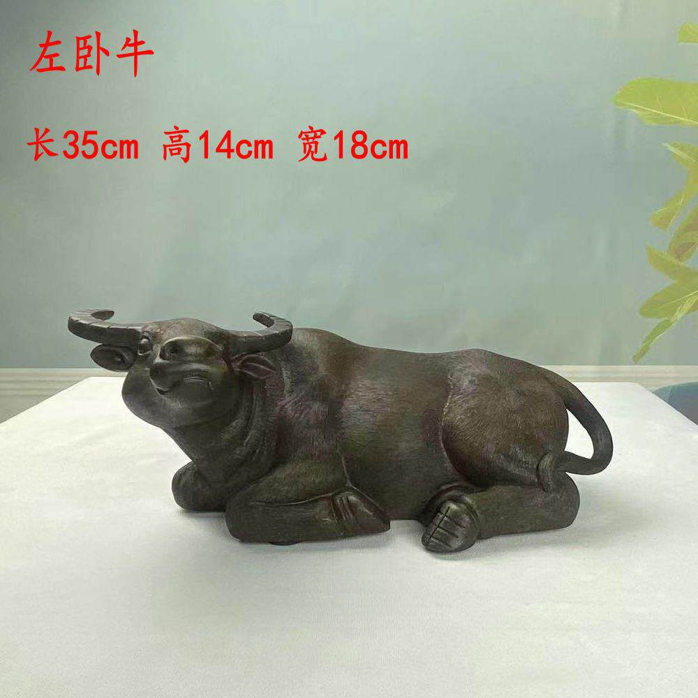 景德镇陶瓷陶土牛十二生肖牛客厅桌面摆件复古家居卧牛水牛乔迁财