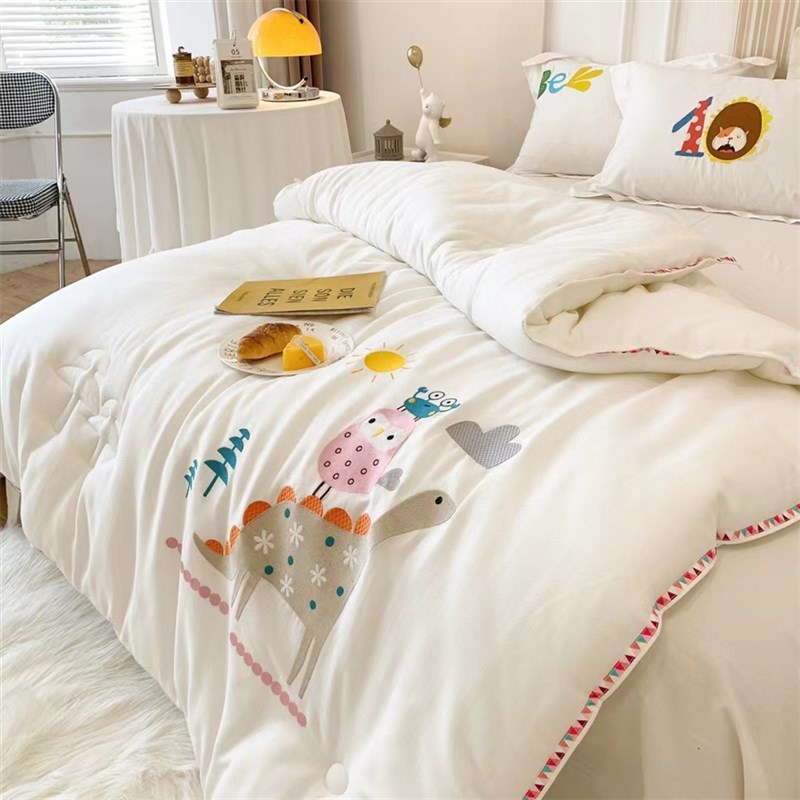 新款100f棉婴幼儿A类面料填充抑菌纤维绣花花边织U带边春秋被冬被