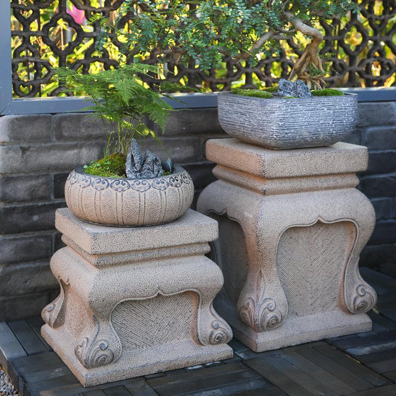 室外中式石雕石h墩庭院石凳花园别墅户外装饰造景摆件花盆底座凳