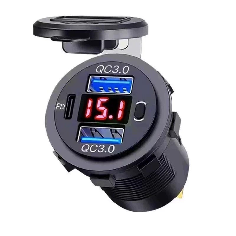 电动车usb改装120W手机充电器E通用车充PD快充防水安装免破线