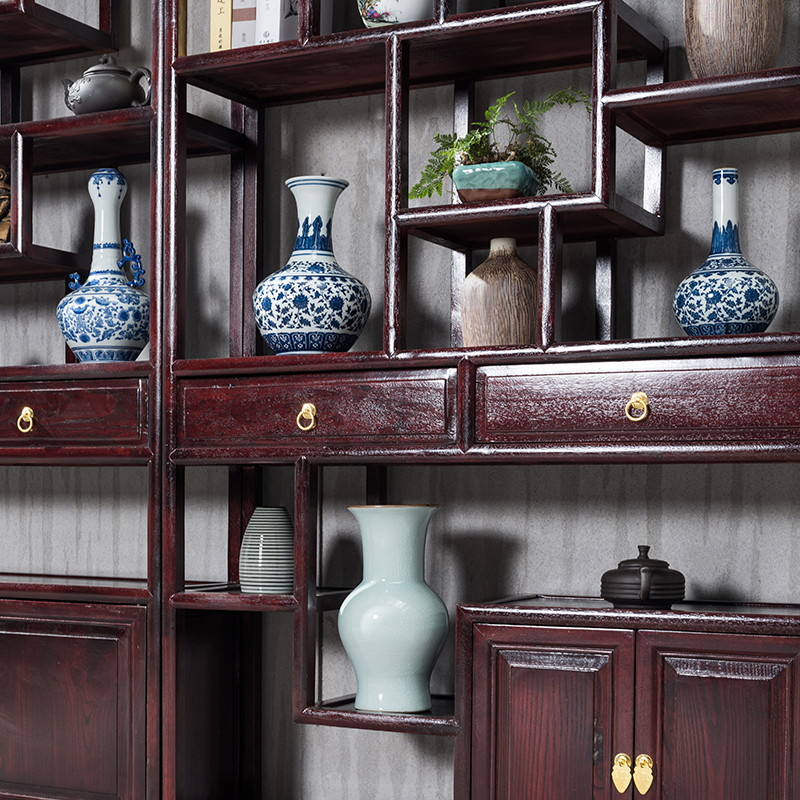 古典博古架实木新中式茶叶架客厅书房多宝格茶具架玄关隔断展示柜