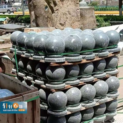 围墙圆球路障球门墩球石墩子门柱石球别墅挡车门墩大门柱子石球