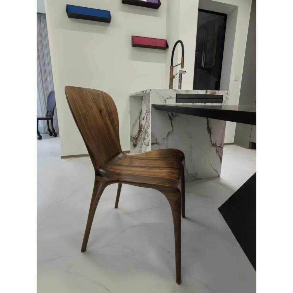 北美黑胡桃木尤里卡餐椅纯实木椅全榫卯书椅曲面椅现代饭桌椅简约