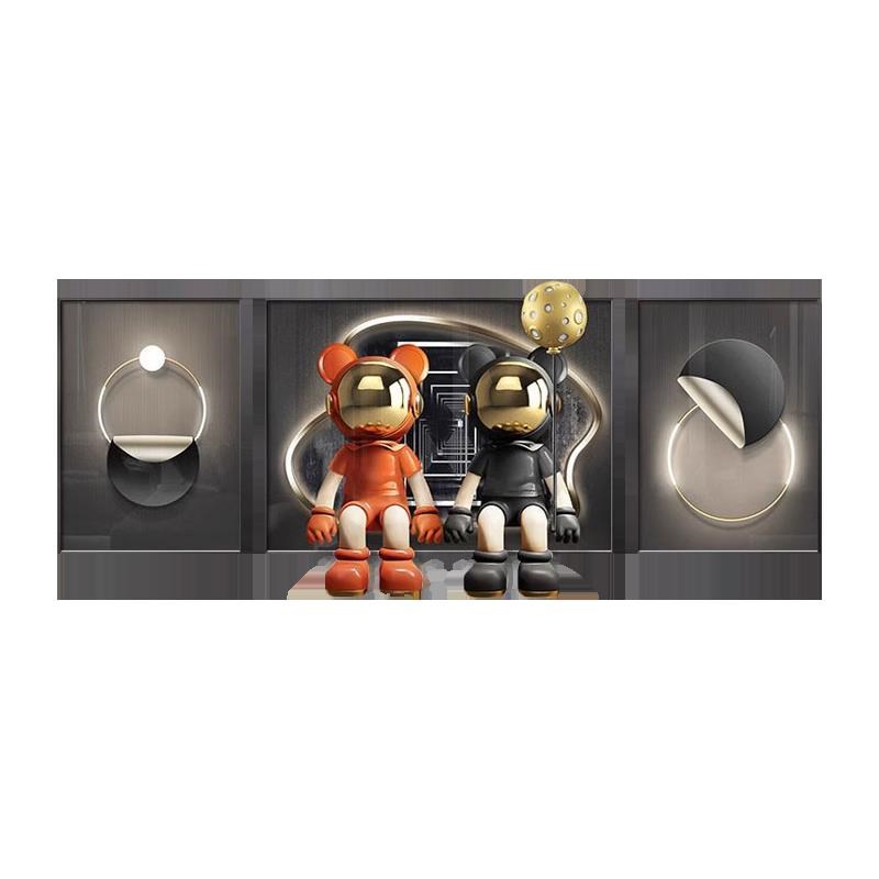 宇航员客厅电表箱装饰画高级感创意遮挡配电箱总开关盒三联组合画