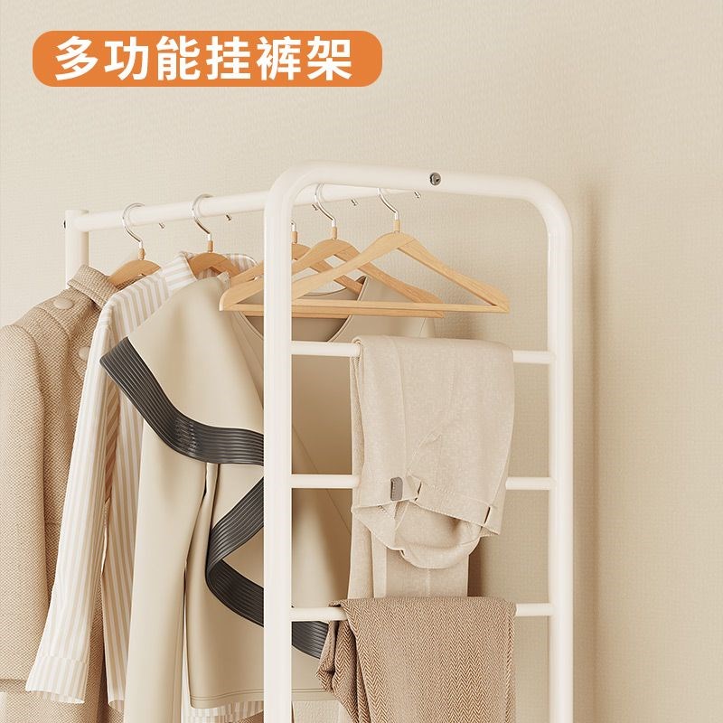 衣架落地卧室挂衣架可移动带轮家用室内网红裤架简易收纳筐衣帽架