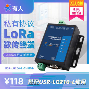 lora dtu数传终端电台4500米无线模块RS232/485通讯有人LG206-L-C