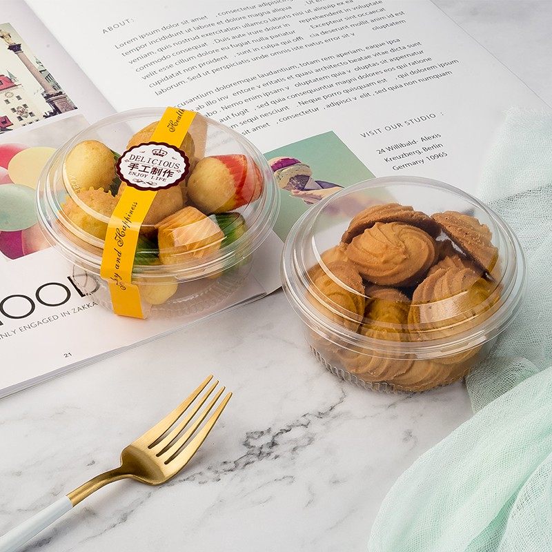 烘焙迷你小蛋糕包装盒曲奇饼干透明面包吸塑盒圆形纸杯蛋糕包装盒