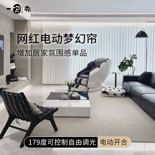 梦幻帘垂直帘2023年高级感客厅阳台落地窗透光不透人窗帘电动简约