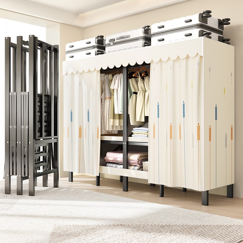 免安装衣柜简易金属收纳柜卧室家用布衣柜加厚加粗全钢架结实耐用