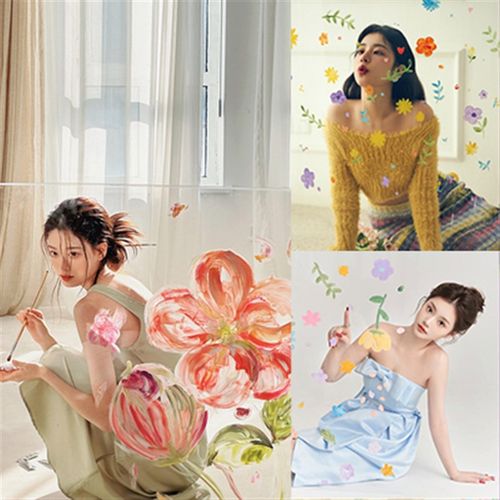 春日油画透明板花朵背景布拍照道具写真儿童少女孕妇影楼摄影样片