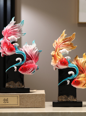 年年有余办公室桌创意锦锂鱼玄关酒柜电视柜如鱼得水装饰工艺礼品