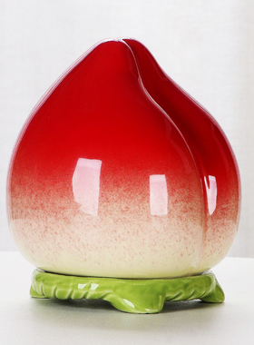 陶瓷寿桃摆e件生日祝寿礼品贺寿礼物蟠桃新房客厅玄关装饰祝福摆