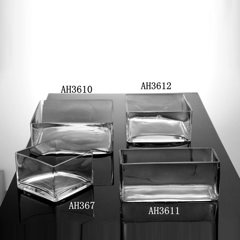 长方形透明玻璃花瓶水培插花器水养植物富贵竹绿萝器皿扁方缸容器