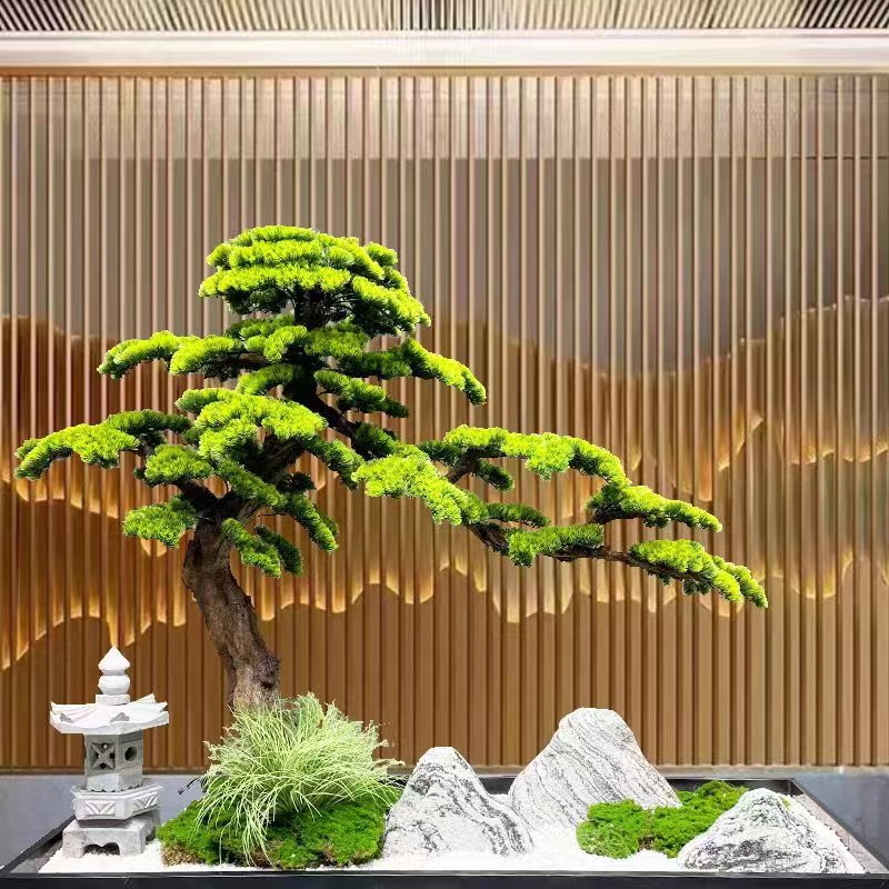 仿真松树迎客松树大型罗汉松美人松盆景摆件酒店展厅装饰造景假树
