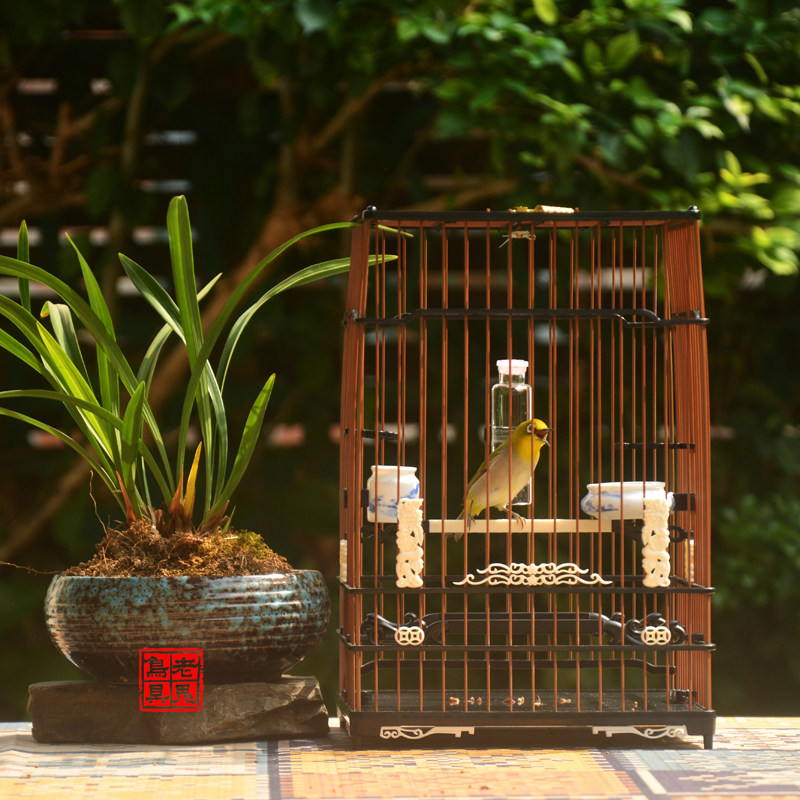 老鬼石印笼绣眼亮笼北红小黑白石燕贝子黄雀玉鸟杂鸟笼黑笼组合