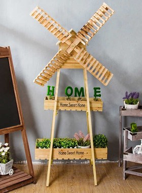 庭院花园造景布置荷兰风车花架落地摆件创意店铺门口装饰花仿真花