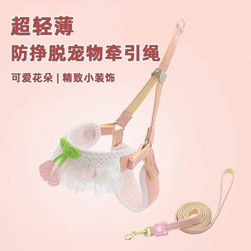 狗狗牵引绳狗狗猫咪外出牵引绳小狗胸背带可爱比熊博美小型犬狗绳