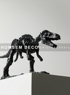 复古恐龙化石骨架装饰摆件售楼处样板间民宿博古架书房现代艺术品