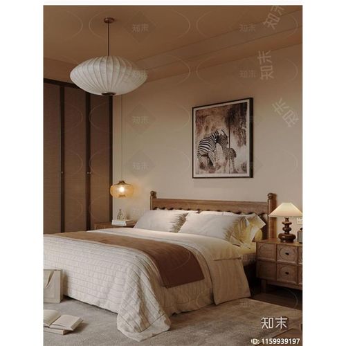 新中式藤编实木大床主卧高背复古侘寂风民宿会所样板房家具定制