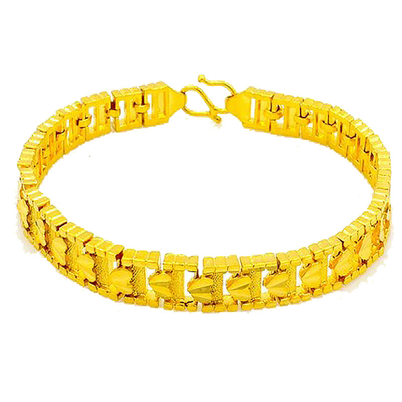 镀黄金手链女简约细沙金链子金店佛珠链条镀24K民族风爱心手表链