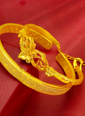 黄金手镯纯金足金开口9999