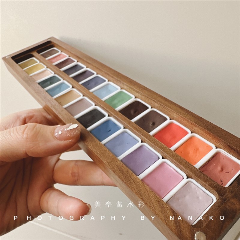视爵高级灰定制木盒装 美甲水彩彩绘低饱和度W水彩颜料分装