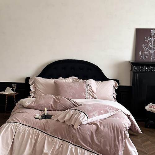 24新品100S磨毛提花鎏金绒四件套法式中古风复古秋冬保暖加厚床品